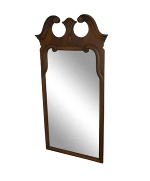 Thomasville Vintage 1960's Broken Arch Top Walnut Wall Mirror