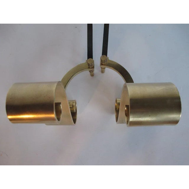 1950s Modern Decorative Brass Scroll Andirons - a Pair For Sale In Tampa - Image 6 of 8