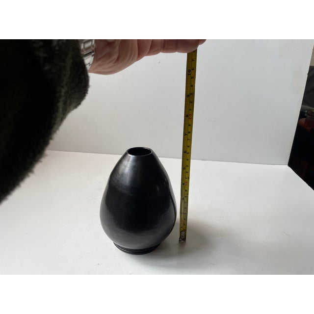 Art Deco Black Ceramic Vase in Lustre Glaze from Sedelin Faaborg, 1930s For Sale - Image 6 of 7