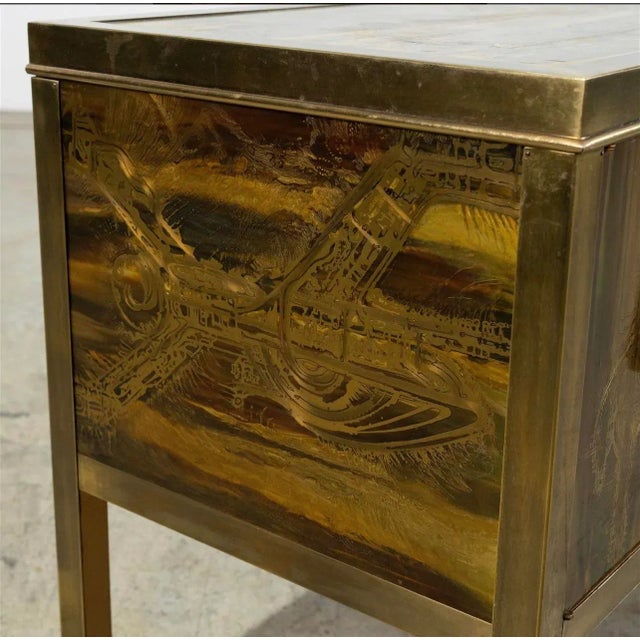 Mastercraft 1970s Bernhard Rhône Acid Etched Brass Credenza for Mastercraft For Sale - Image 4 of 12