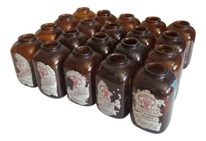 20 Antique European Amber Glass Containers