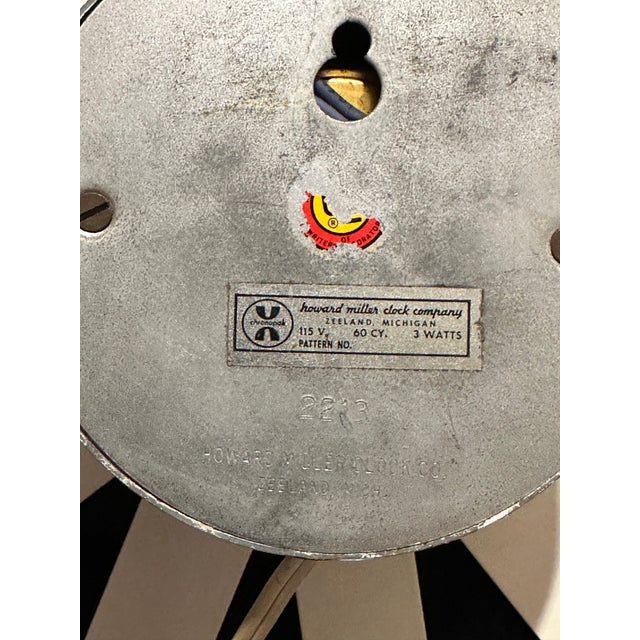 Howard Miller White Asterisk Clock Mid Century For Sale - Image 10 of 12
