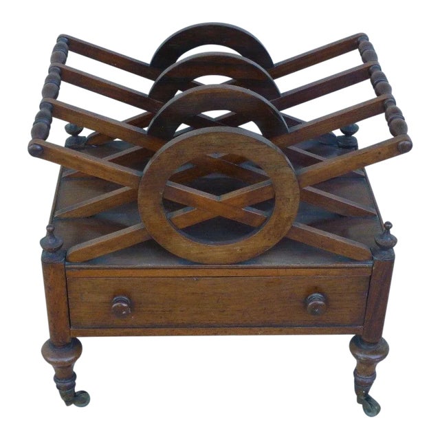 Early 19th Century Antique English Regency Canterbury/Magazine Stand For Sale