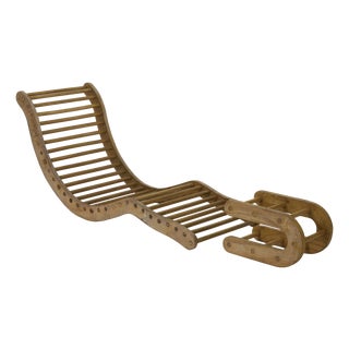 Chaise Lounge with Ensuite Coffee Table in Plywood, Set of 2 For Sale