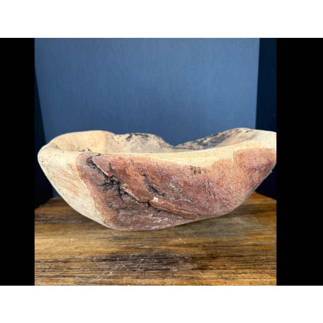 Wood Live Edge Cherry Burl Wood Bowl Hand Crafted 16.25” X 14.5” X 7.75” Wv Basin For Sale - Image 7 of 12