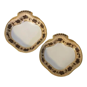 1825 Porcelain Shell Shaped Serving Dishes in the Vintage Pattern by Pochet-Deroche - A Pair