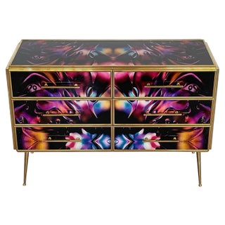 Chest of 6 Drawers in Multicolored Murano Glass For Sale