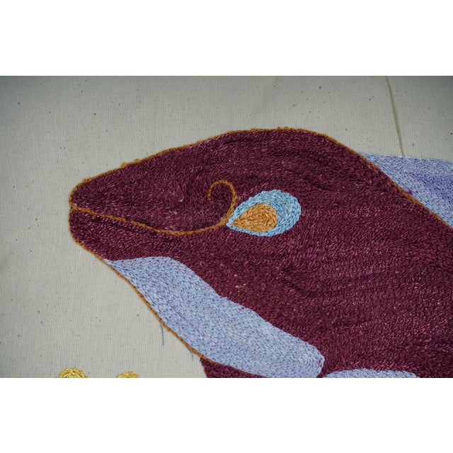 1990s Fish Suzani Pillow Cover - A Pair For Sale - Image 5 of 6
