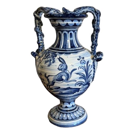 Talavere Blue and White Vase, 1900s For Sale