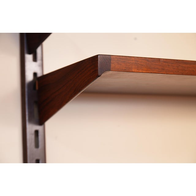 Brown 1960s Rosewood 4-Bay Fm Reolsystem Wall Unit by Kai Kristiansen for Feldballes Mobelfabrik For Sale - Image 8 of 14