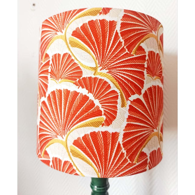 Vintage Green Ceramic Lamp and Custom-Made Lampshade, 1950s For Sale - Image 6 of 10
