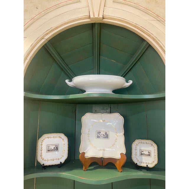 Mid 20th Century Corner Cupboard with Domed Interior Painted and Faux Marbleized Ivory and Green For Sale - Image 4 of 18