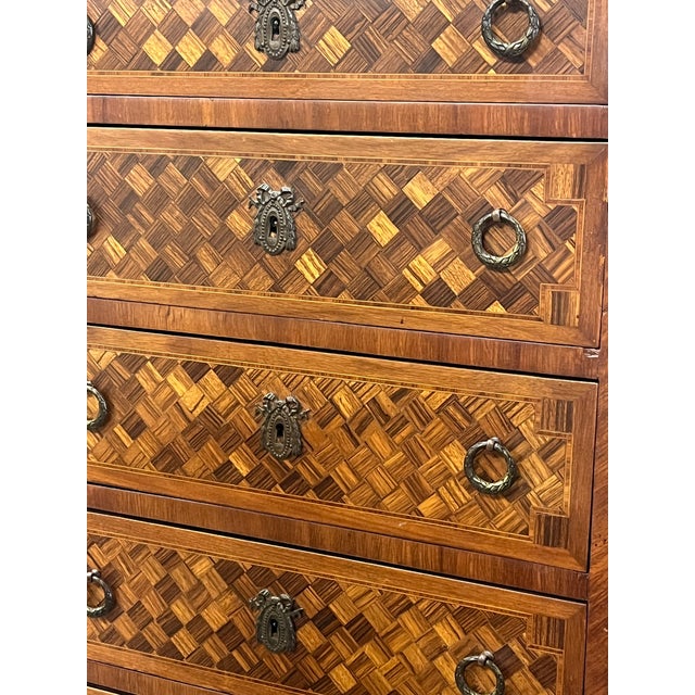 Turn of the Century French Inlaid Highboy Dresser For Sale In Los Angeles - Image 6 of 11