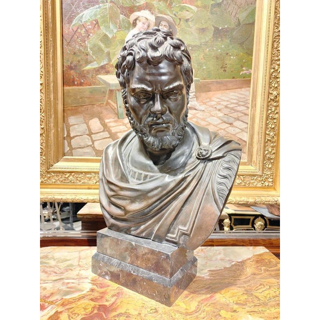 Large Roman Emperor Bust, Bronze, 19th Century For Sale - Image 11 of 17
