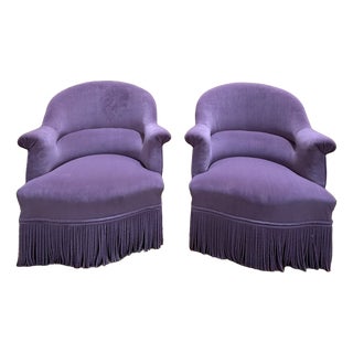 Toadstool Chairs in Purple Velvet, 1800s, Set of 2 For Sale