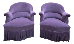 Toadstool Chairs in Purple Velvet, 1800s, Set of 2