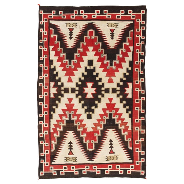Antique Navajo Carpet, Folk Rug, Handmade Wool, Beige, Gray, Soft Coral For Sale - Image 11 of 18