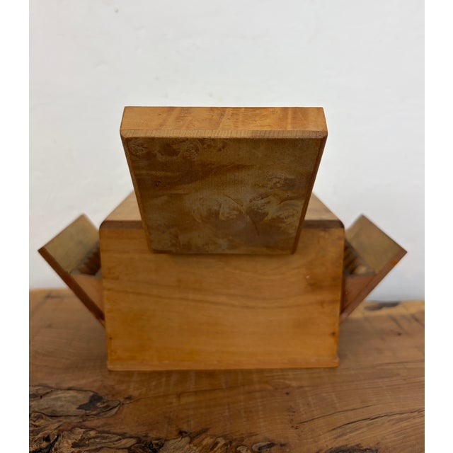 Mid-Century Modern Art Deco Style Burr Walnut Smoker's Cabinet, 1950s For Sale - Image 4 of 9