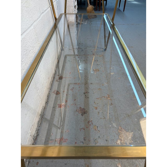 Glass Mid 20th Century Post Modern Italian Brass & Glass Hairpin Etagere For Sale - Image 7 of 10