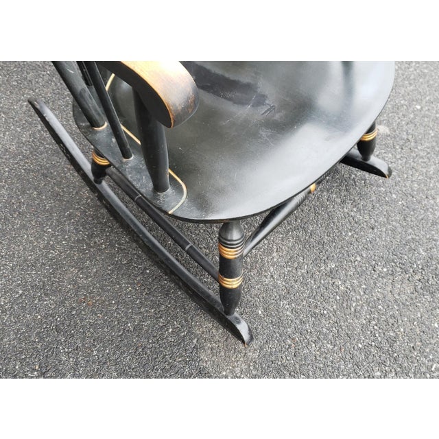 Vintage 1970s Black Hitchcock Style Painted Nichols & Stone Co. Rocking