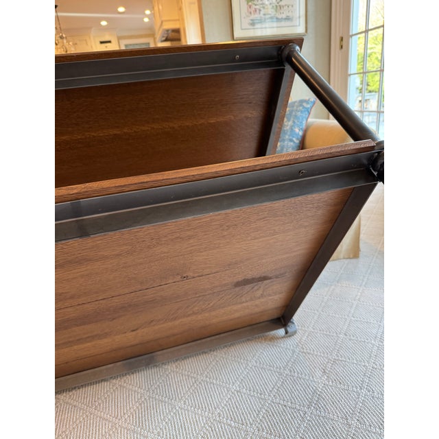 Two Tiered Oak Coffee Table With Iron Frame and Claw Foot Legs For Sale - Image 16 of 16