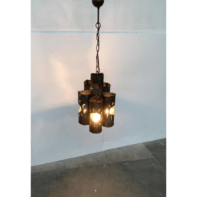 Mid-Century Brutalist Metal Pendant Lamp For Sale - Image 15 of 18