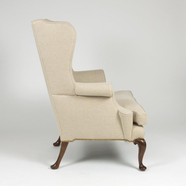 Late 19th Century Mahogany Frame Upholstered Wing Chair For Sale - Image 4 of 13