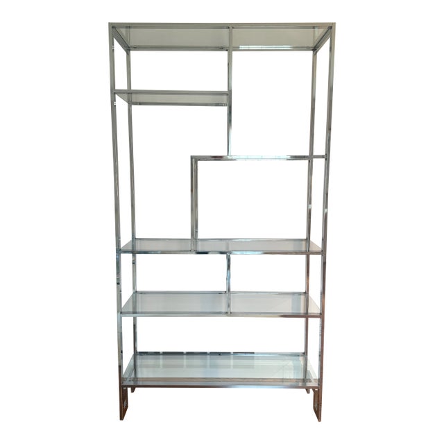 Vintage 1970s Chrome and Glass Étagère Attributed to Milo Baughman For Sale