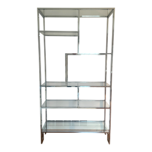 Vintage 1970s Chrome and Glass Étagère Attributed to Milo Baughman