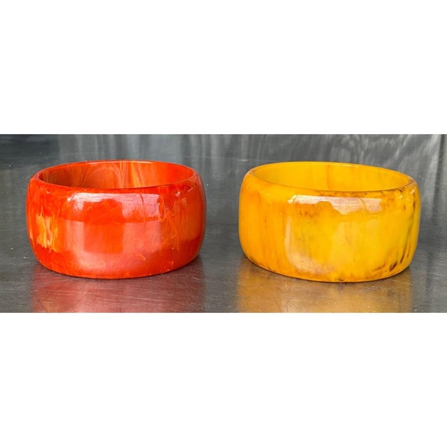 Orange Vintage Boho Bakelite Bangles - Set of 2 For Sale - Image 8 of 12