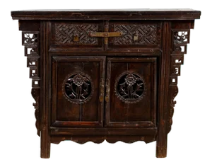 Chinese Ming Dynasty Style Butterfly Cabinet with Carved Spandrels and Doors
