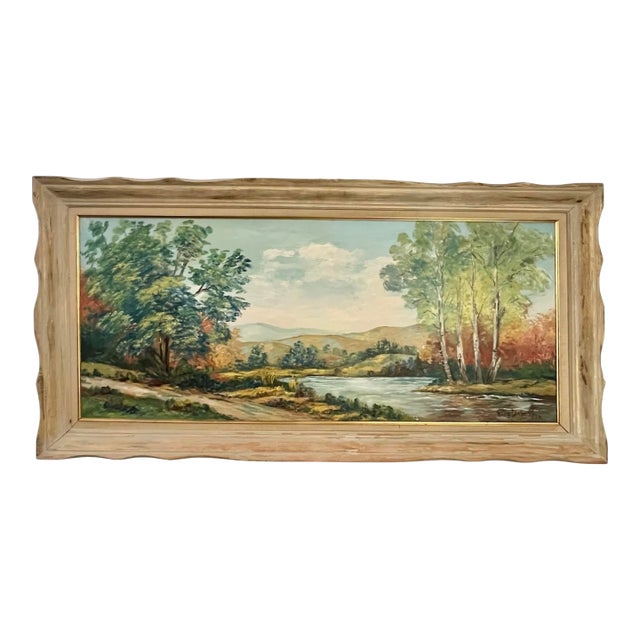 Vintage American Landscape Oil Painting. Signed For Sale