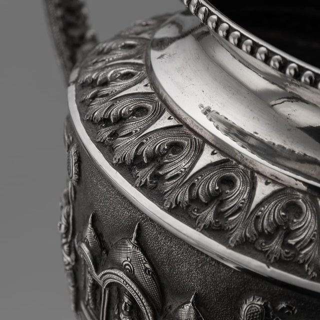 Antique 19th Century Indian Silver Cobra Handled Sugar Bowl, Madras, 1890 For Sale - Image 11 of 18
