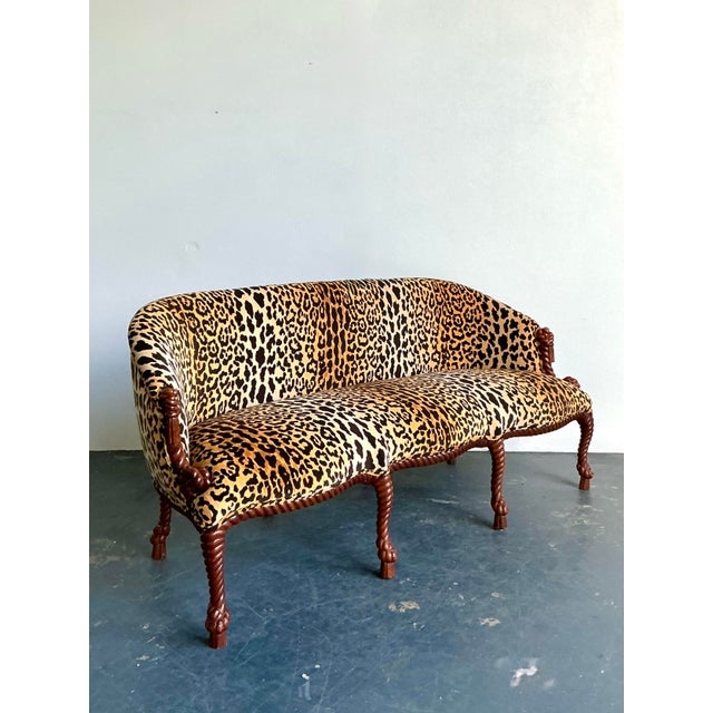 French Vintage Regency Leopard Rope and Knot Sofa For Sale - Image 3 of 12