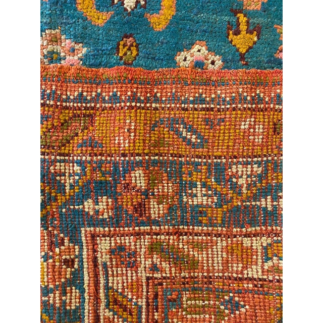 Textile Square Blue Antique Oushak 19th Century Rug - 7'9" x 8'9" For Sale - Image 7 of 9