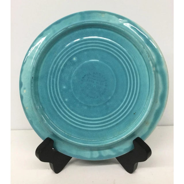 Vintage Aqua Ceramic Plate With Stand For Sale - Image 4 of 8