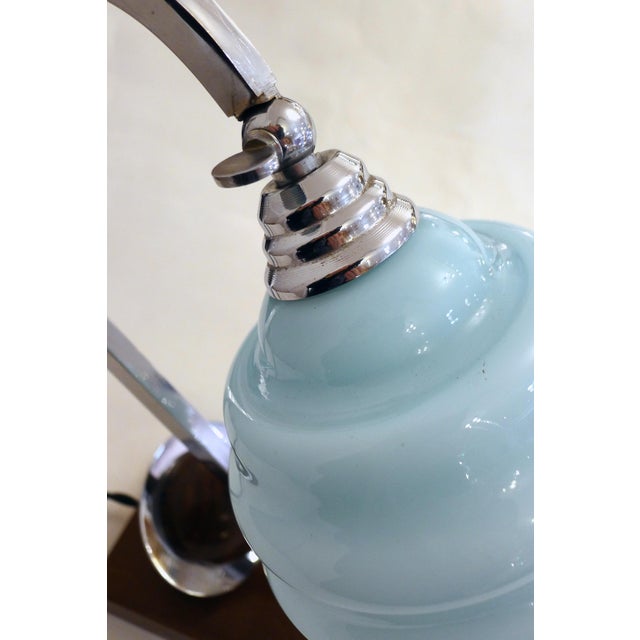 Art Deco Sculptural Saturn Table Lamp in Light Blue Opaline Glass, 1930s For Sale - Image 10 of 13