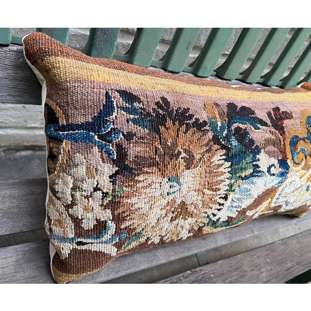 Mid 18th Century A Good Pillow With 18th Century Tapestry and Large Floral Motif For Sale - Image 5 of 7