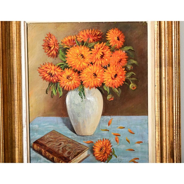 French Vintage Framed Floral Still Life For Sale - Image 4 of 8