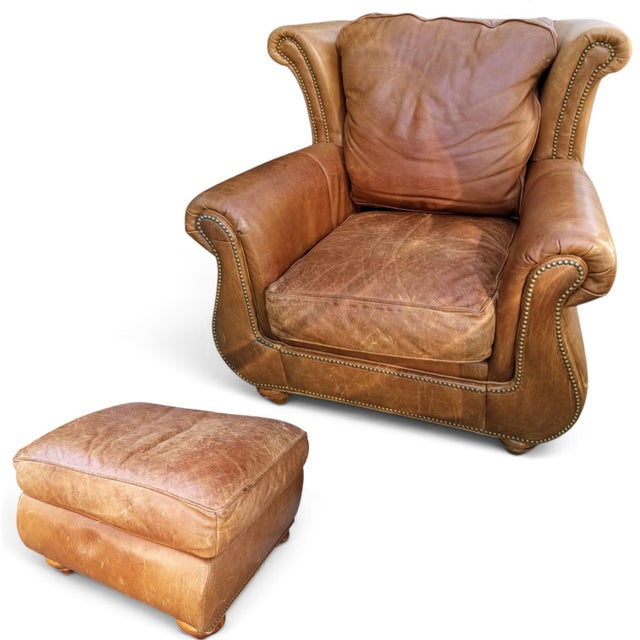 The Ultimate Statement of Luxury: The Cibola Furniture International Oversized Club Chair & Ottoman Set For Sale - Image 11 of 12