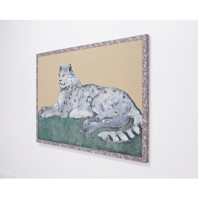 Late 20th Century Ira Yeager 20th C. Snow Leopard Oil Canvas Painting 6 Ft For Sale - Image 5 of 18