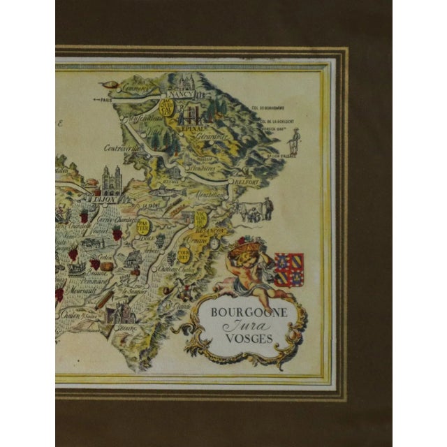 1960's French Vintage Mini Map, Bourgogne Jura Vosges For Sale - Image 4 of 4