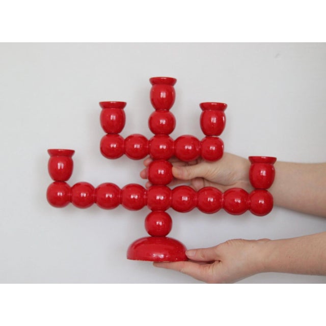 Mid-Century Swedish 5-Arm Bobbin Candelabra, 1970s For Sale - Image 13 of 13