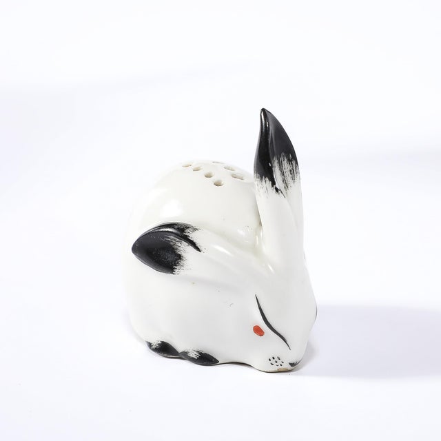 This Art Deco porcelain bunny salt shaker, designed by Marcel Sandoz for Théodore Haviland for Limoges, circa 1920,...