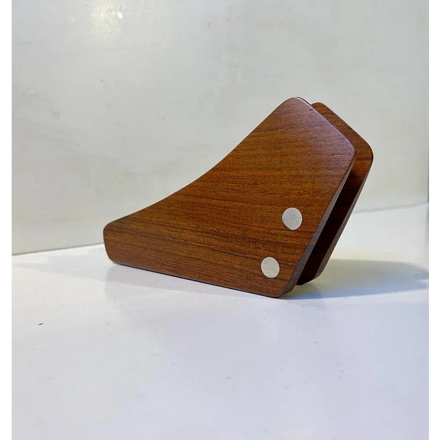 Piece unique - one of a kind solid Burmese teak napkin holder by the Danish furniture designer J. Kjærsulf. It was...
