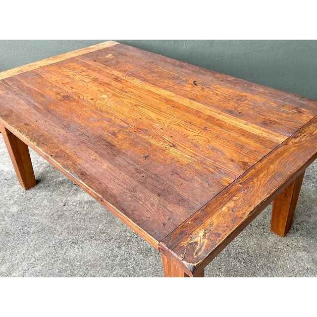 Late 20th Century Vintage Solid Wood Farmhouse Table For Sale - Image 5 of 12