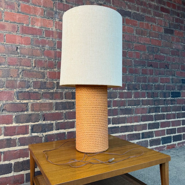 Mid 20th Century Large Vintage Rope Table Lamp Western Rustic For Sale - Image 5 of 6