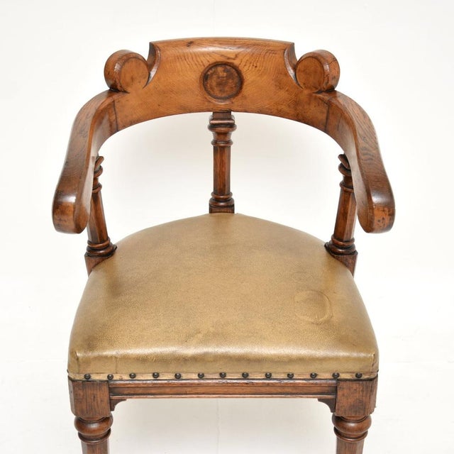 Antique Victorian Gothic Revival Oak Desk Chair, 1870s For Sale - Image 6 of 11