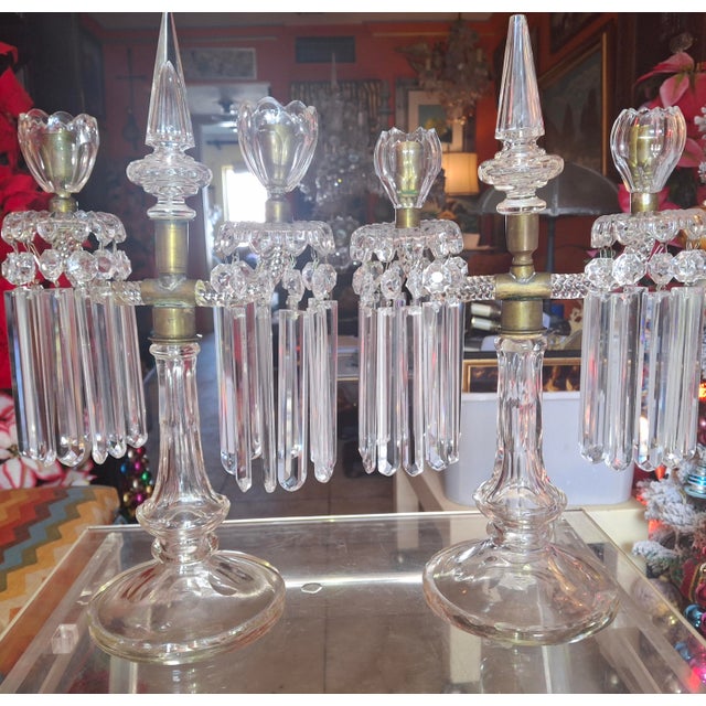 19thc French Regency Cut Glass & Crystal Candelabra Attrib. St Louis a - Pair For Sale In Miami - Image 6 of 18