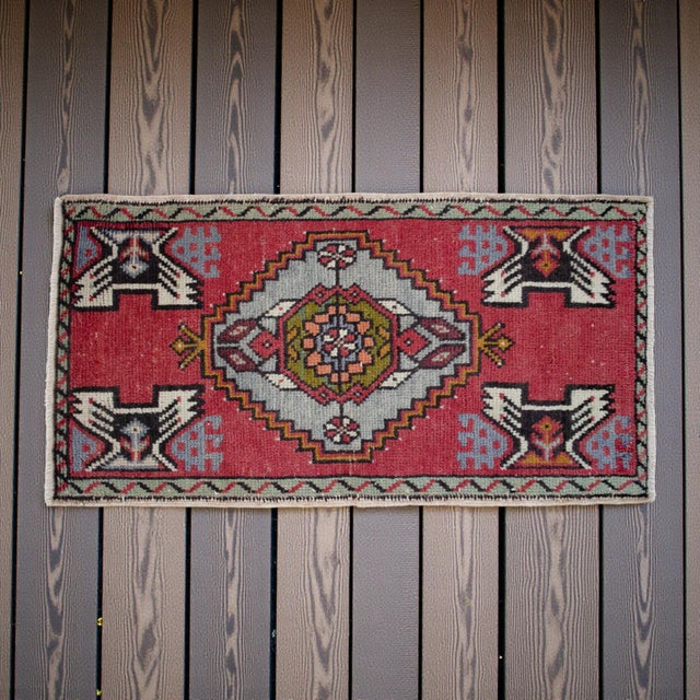 Mid-Century Modern Hand Knotted Door Mat, Entryway Rug, Bath Mat, Kitchen Decor, Small Rug, Turkish Rug - 1'8" X 3'1" For Sale - Image 3 of 14